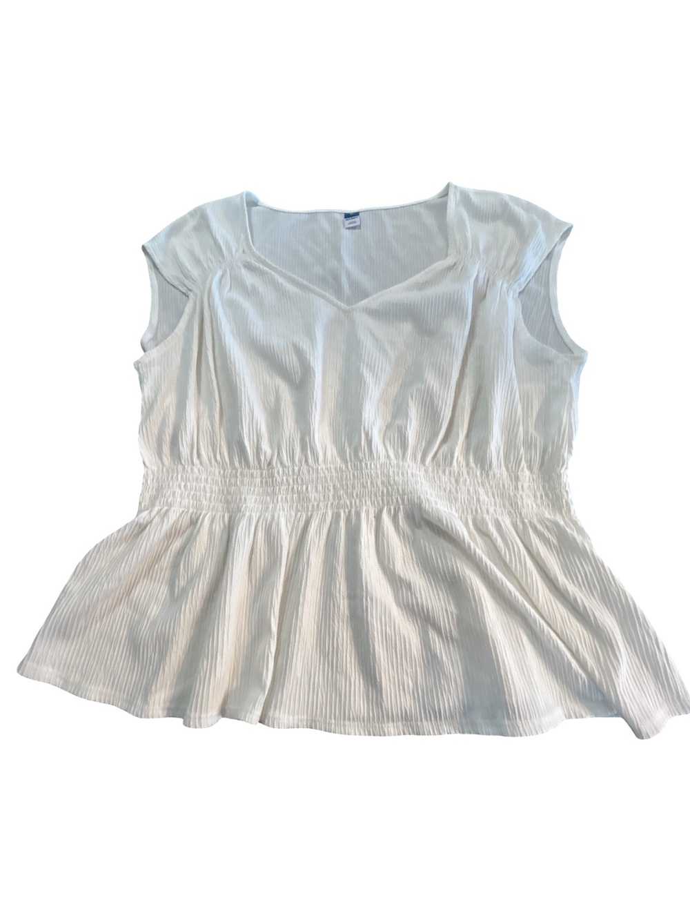 Boho Old Navy Gauze V-Neck Peplum Top Sea Salt XL